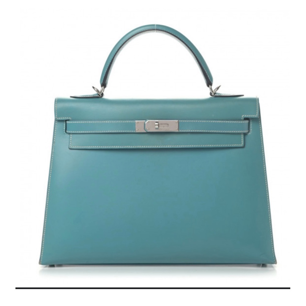Authentic Hermes Kelly Sellier 32 Blue Jean